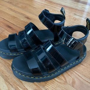 Black Dr. Martens Patent Leather Sandals
